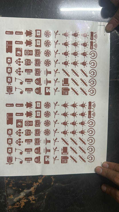 Gold Switch Board Stickers – Decorative Functional Icons | 100 & 200 Sticker Sets