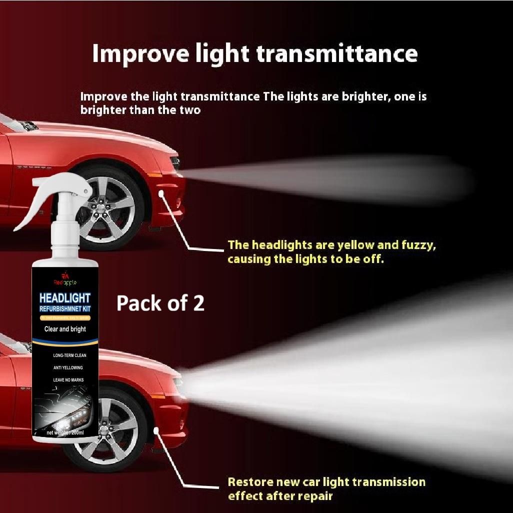 Headlight Restoration Spray – Clear Yellowed & Foggy Headlights | Pack of 2