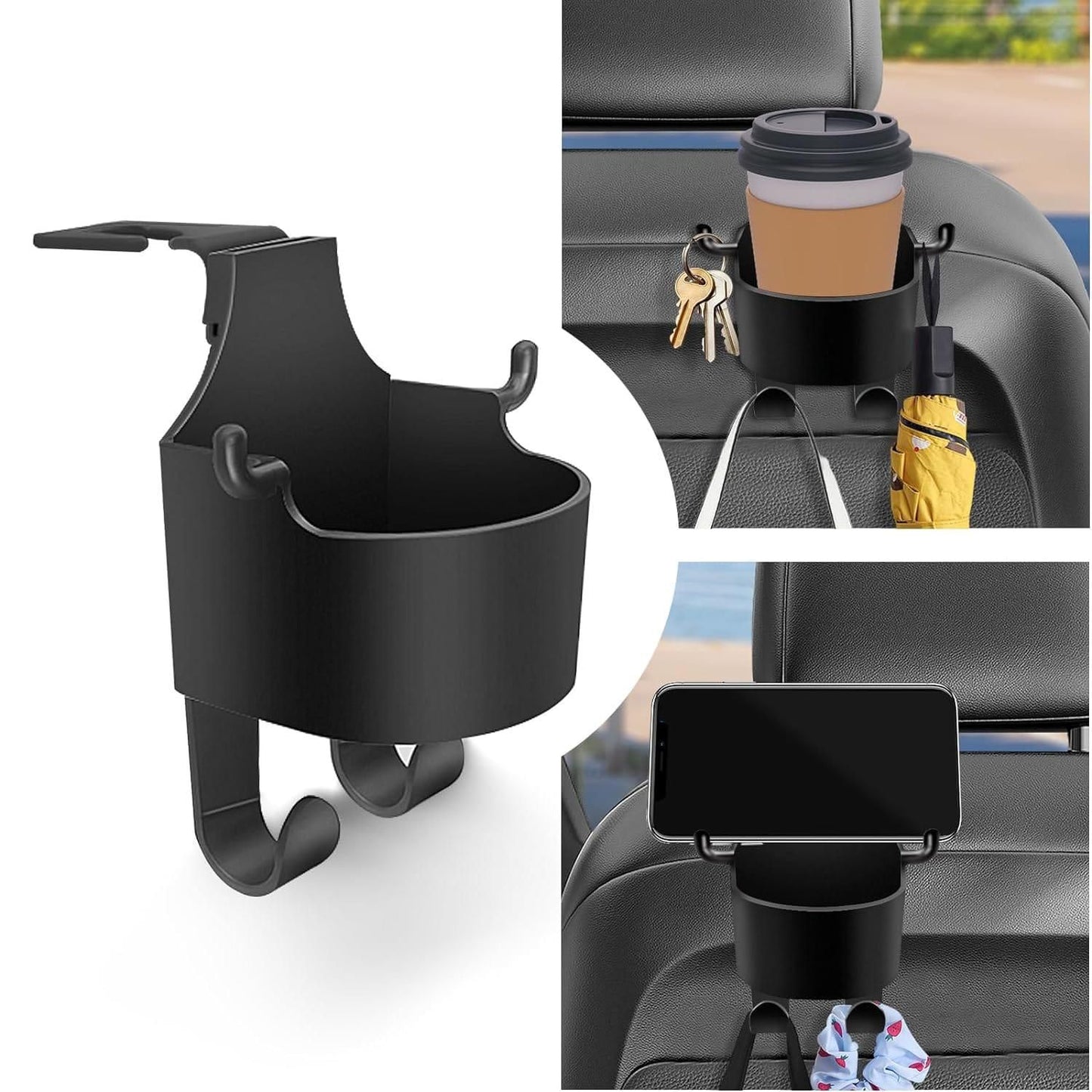 Multifunctional Car Hanging Storage Cup & Mobile Holder – Pack of 2