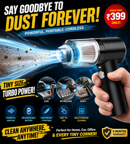 Clean Dust in Seconds – No Effort, No Wires | Electric Air Duster Cleaner – Cordless Dust Blower for Laptop, Keyboard, Phone & Car