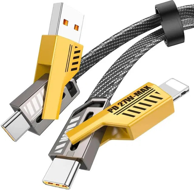 65W 4-in-1 USB Transformer Fast Charging Data Cable – Multi Device Compatible