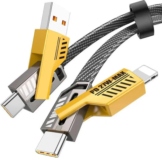65W 4-in-1 USB Transformer Fast Charging Data Cable – Multi Device Compatible